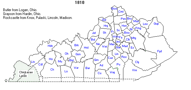 Kentucky County Map 1810